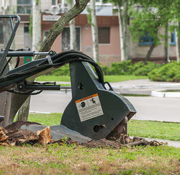 A stump grinding machine in operation